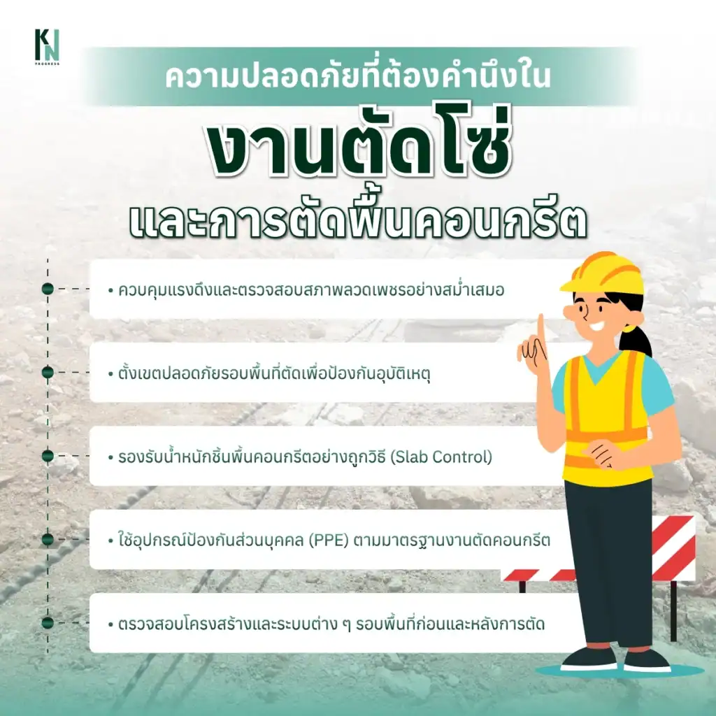 ความปลอดภัยที่ต้องคำนึงในงานตัดโซ่และการตัดพื้นคอนกรีต
