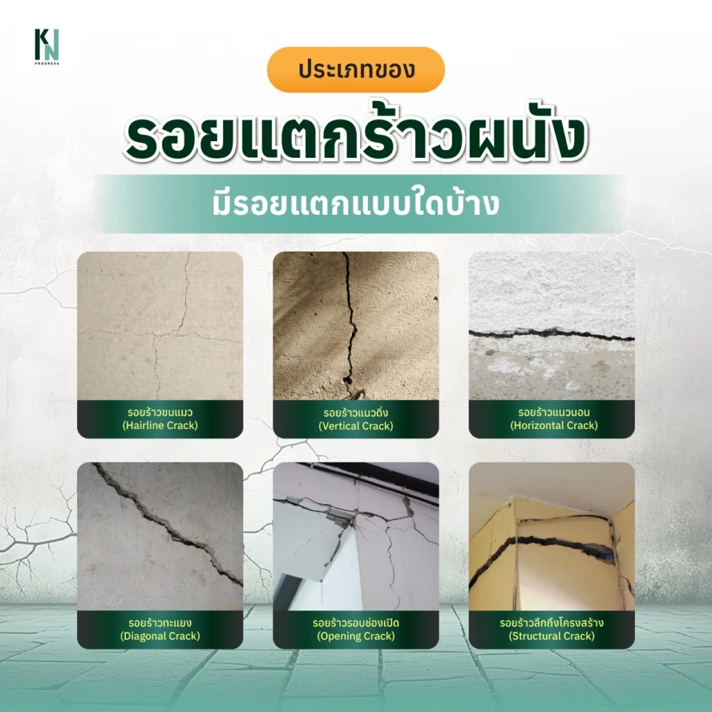 ประเภทของรอยแตกร้าวผนัง มีรอยแตกแบบใดบ้าง
