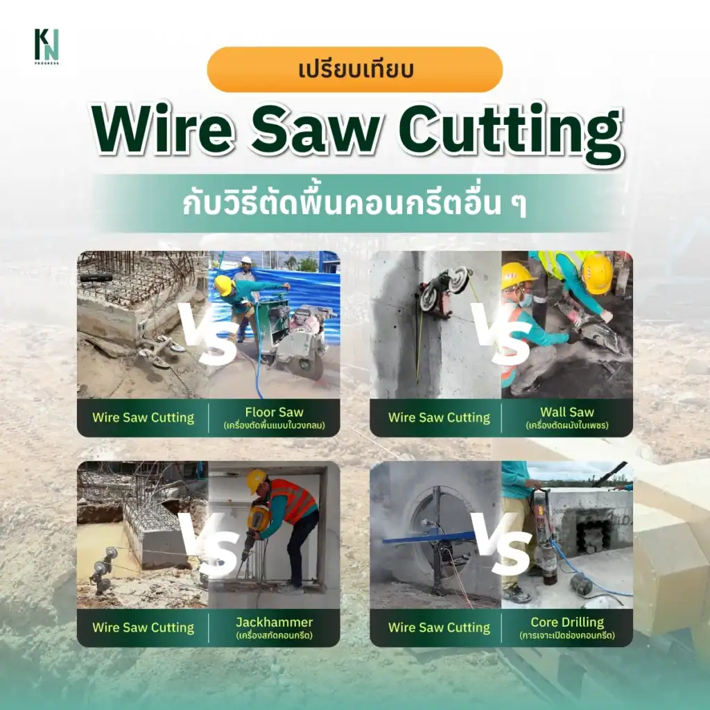 เปรียบเทียบ Wire Saw Cutting กับวิธีตัดพื้นคอนกรีตอื่น ๆ
