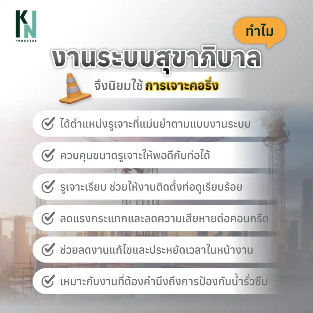 ทำไมงานระบบสุขาภิบาลจึงนิยมใช้การเจาะคอริ่ง
